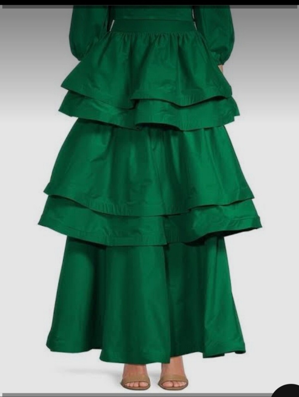 Tiered Emerald Green Maxi Skirt